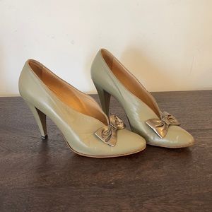 Vintage casadei shoes,  Gray w/metallic bow